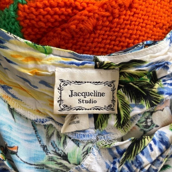 Vintage 90s Jacqueline Studio Tropical Hawaiian Shirt Dress - Picture 5 of 5